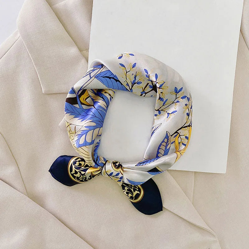 Silk Scarf For Bag Lady Neck Tie 100% Silk Scarf Luxury Brand Print Flower Stripe Plaid Dot Bandana Hair Tie Handkerchief Gifts