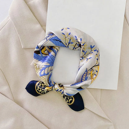 Silk Scarf For Bag Lady Neck Tie 100% Silk Scarf Luxury Brand Print Flower Stripe Plaid Dot Bandana Hair Tie Handkerchief Gifts