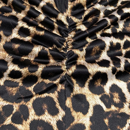 New Fashion Sexy Leopard Print Halter One-piece Jumpsuit Rompers Women Summer Backless Daily Outfit Playsuit Women Sleeveless