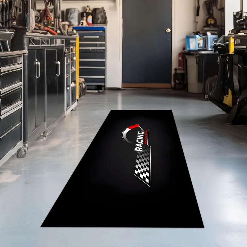 VIKAMA Racing Motorcycle Floor Mat Washable Non Slip Garage Display Rug for Corridor Bedroom Home Decor