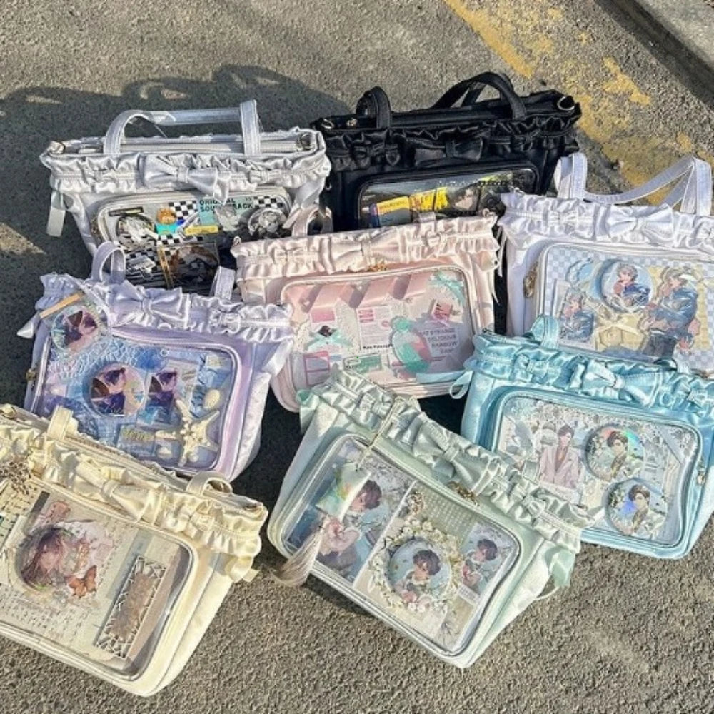 DIY Anime Badge Crossbody Shoulder Bag Subculture Ruched JK Uniform Bolso Mujer Сумки 2026 Lolita Women Ita Bags PU Clear Window