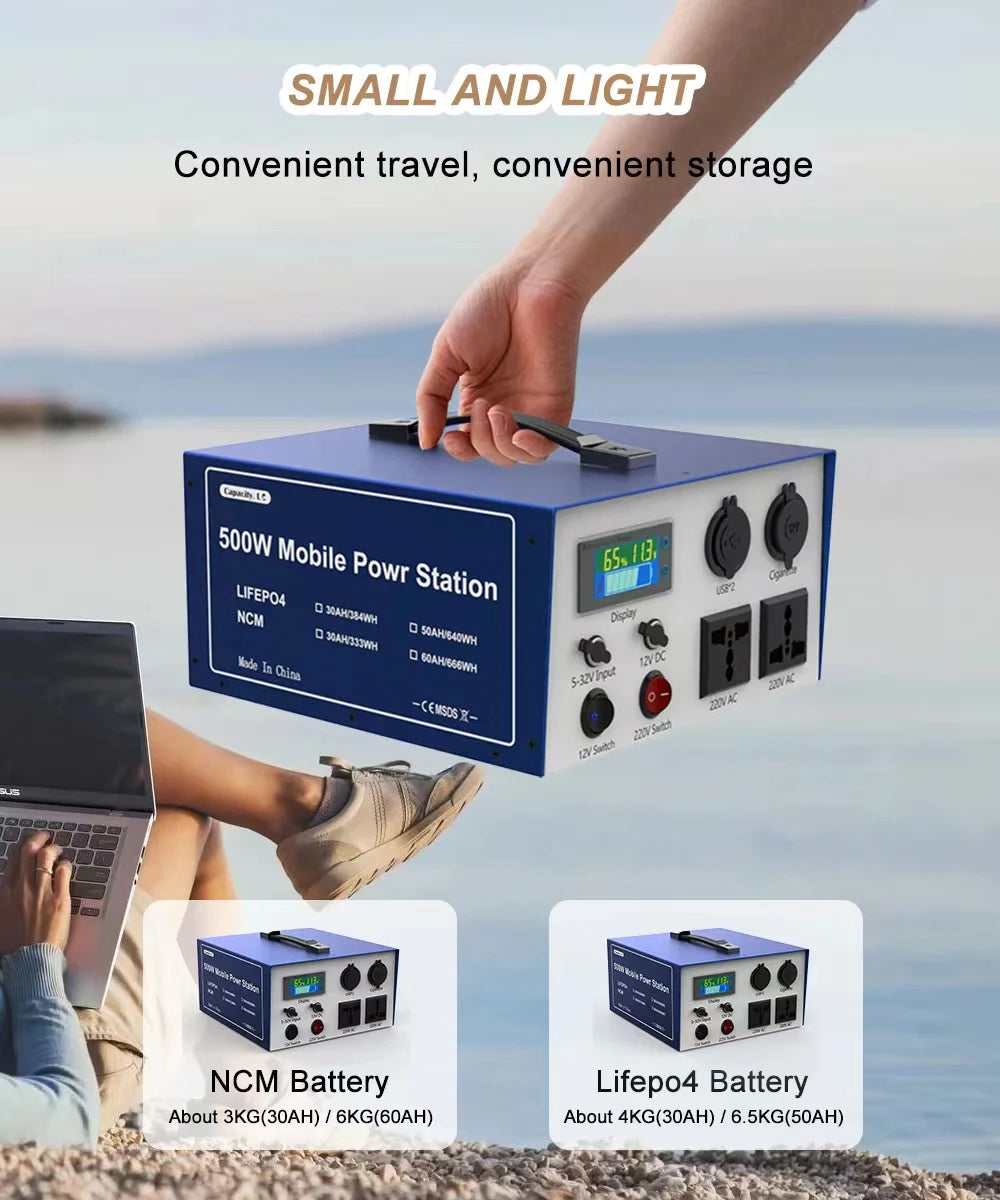 12v50AH Lifepo4 battery Portable power station 60AH Lithium Inverter 220V 500W For Outdoor Camping available mobile 30AH 25AH