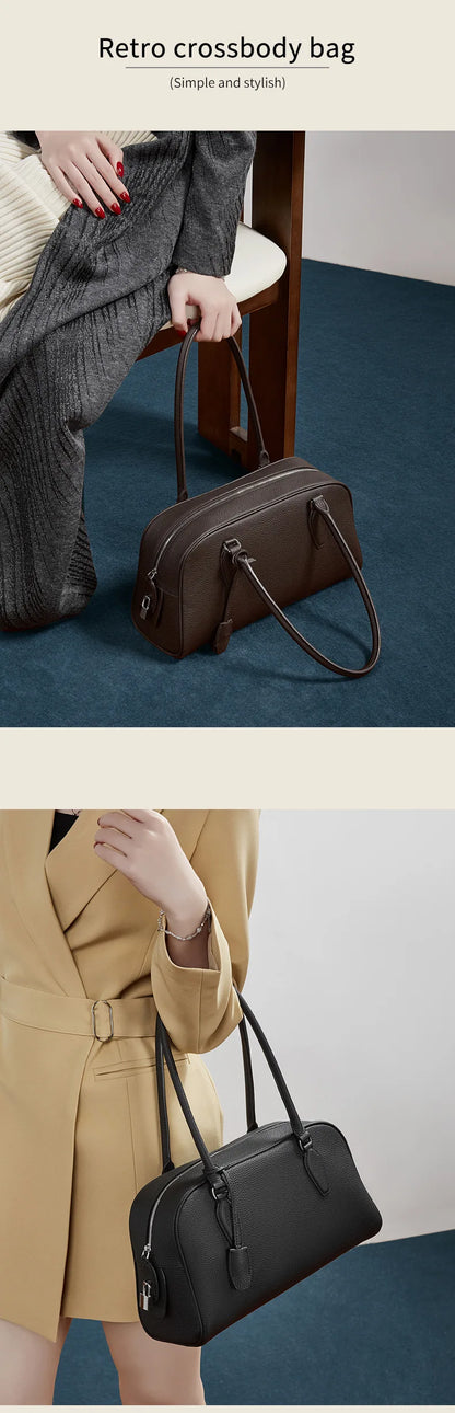 Women's Luxury Designer Handbags Genuine Leather Ladies Underarm Shoulder Bag New Fashion 2026 Cowhide Large Capacity Tote Bag