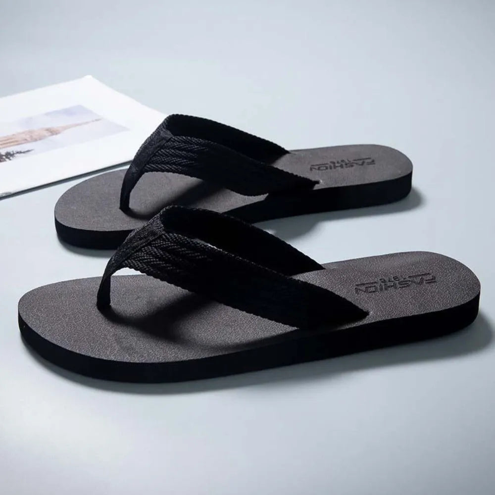 1 Pair Sandal Soft High Elasticity Flip Flops Anti-slip TPR Flat Bottom Slippers Resilience Thickened Beach Flip Flops Summer