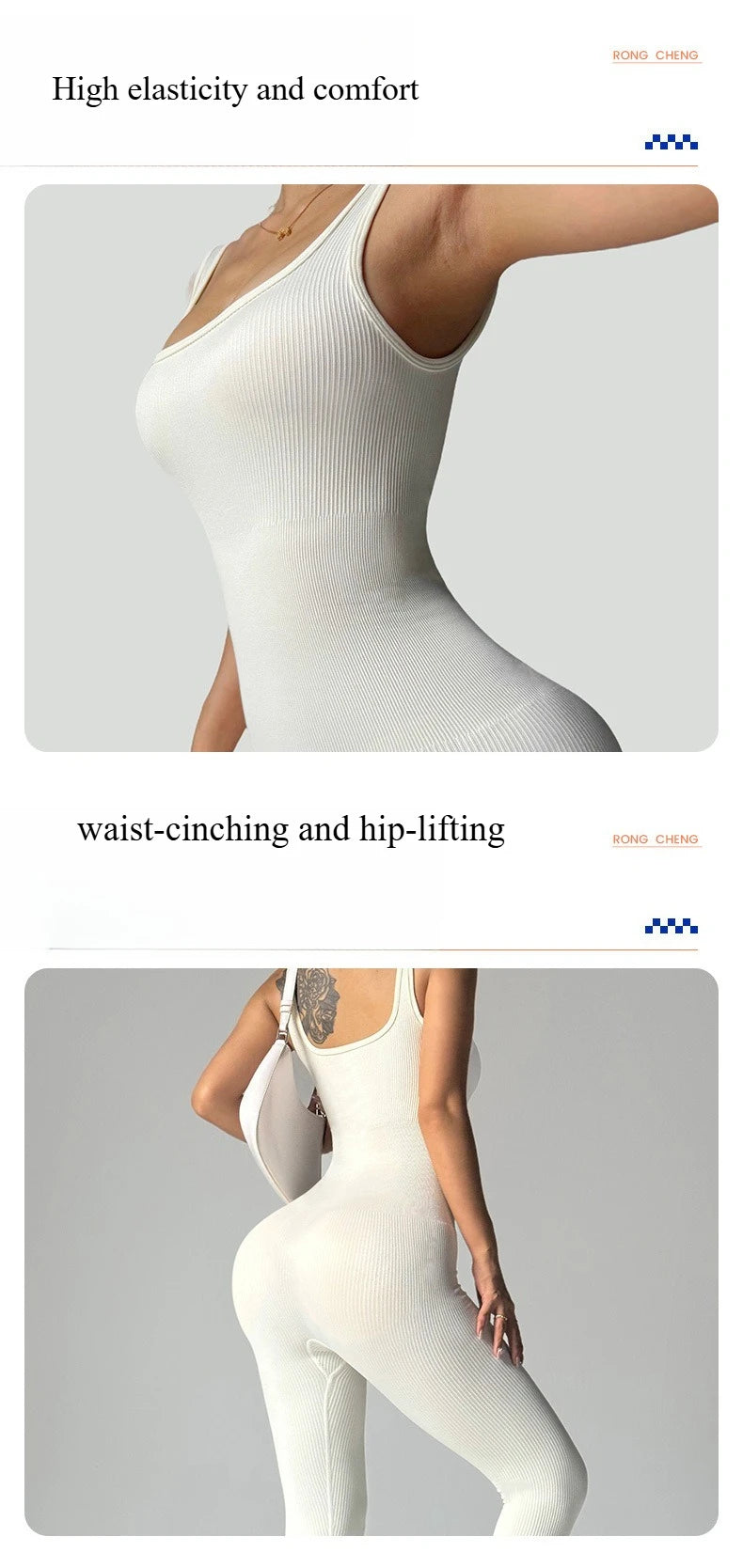 Women's One Piece Fitness Jumpsuits Seamless Slim Tracksuit High Elastic Gym Workout Bodysuit Ribbed Knited Hip Lift Jumpsuits