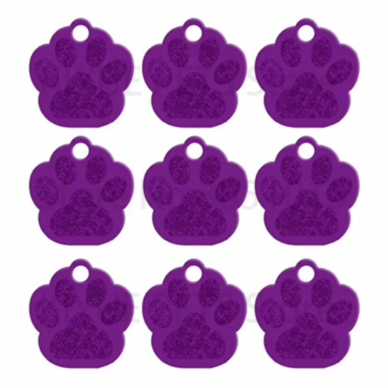 Wholesale 100Pcs Paw Pet Dog ID Tag Custom Engraved Name Plate Phone Dogs ID Tags Personalized Aluminum Pet Pendant Key Chain