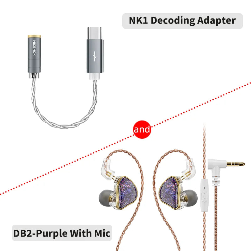 NICEHCK DB2 Wired Earbud IEM 1DD+1BA Hybrid Dual Driver HiFi Earphone With 0.78 2Pin Interface Warm Vocal Music In Ear Monitor