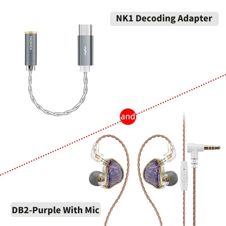 NICEHCK DB2 Wired Earbud IEM 1DD+1BA Hybrid Dual Driver HiFi Earphone With 0.78 2Pin Interface Warm Vocal Music In Ear Monitor