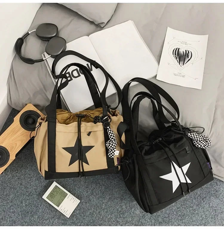 Women New Crossbody Bag Wholesale Large Capacity Couple Shoulder Bag New Casual Nylon Tote Bag Luxury Drawstring Handbag 2025