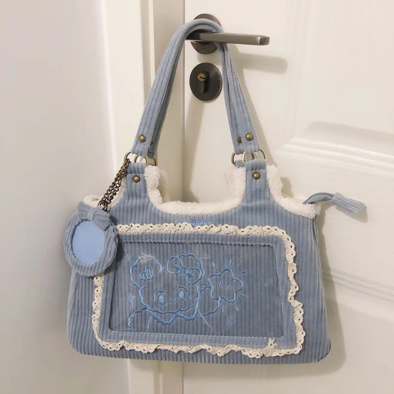 Original Corduroy Satin Lace Ribbon Daily Shoulder Bags Women's Bag Handbags for Women Cute Tote Bags for Women