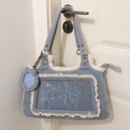Original Corduroy Satin Lace Ribbon Daily Shoulder Bags Women's Bag Handbags for Women Cute Tote Bags for Women