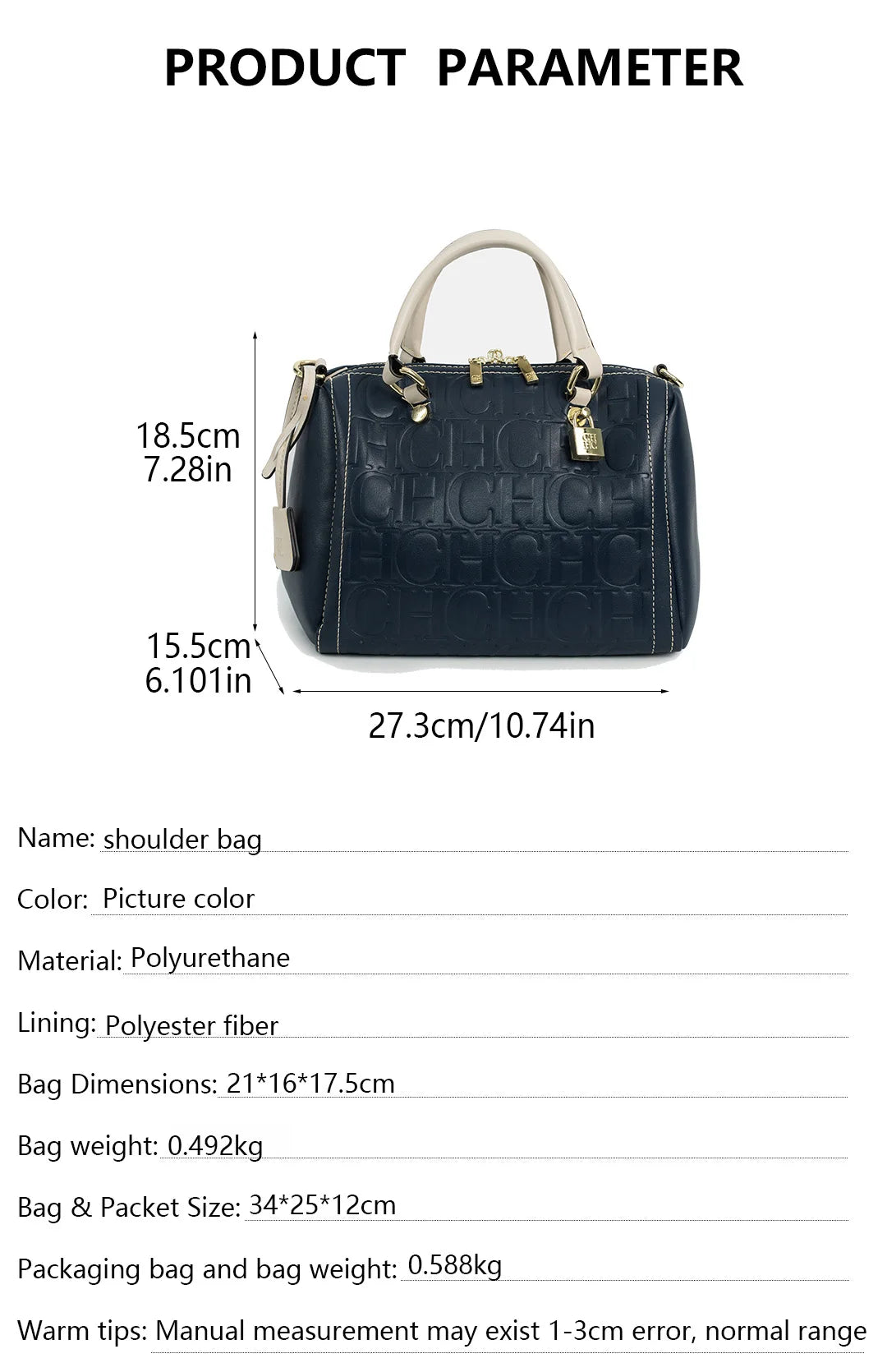 CH Women Handbag Luxury Monogram Embossed Top Handle Bag Shoulder Crossbody Bags For Ladies 2026 Designer High Quality Tote