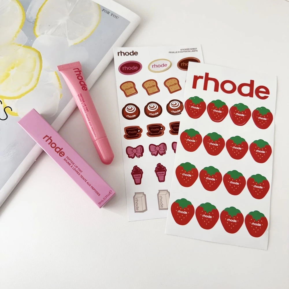 Rhode Summer Lip Moisturizer Lip Balm Smoothing Lipstick Lines Lasting Nourishing Women Makeup Daily Gloss Care with Stickers