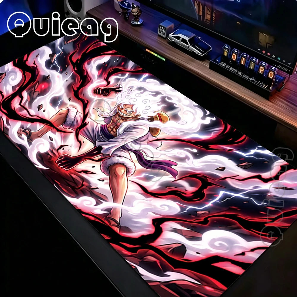 One Piece Extended Desk Mat Luffy Keyboard Mousepad Gaming Mouse Pad With Stitched Edge Non-Slip Carpet for Office Home Computer