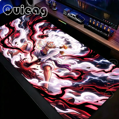 One Piece Extended Desk Mat Luffy Keyboard Mousepad Gaming Mouse Pad With Stitched Edge Non-Slip Carpet for Office Home Computer