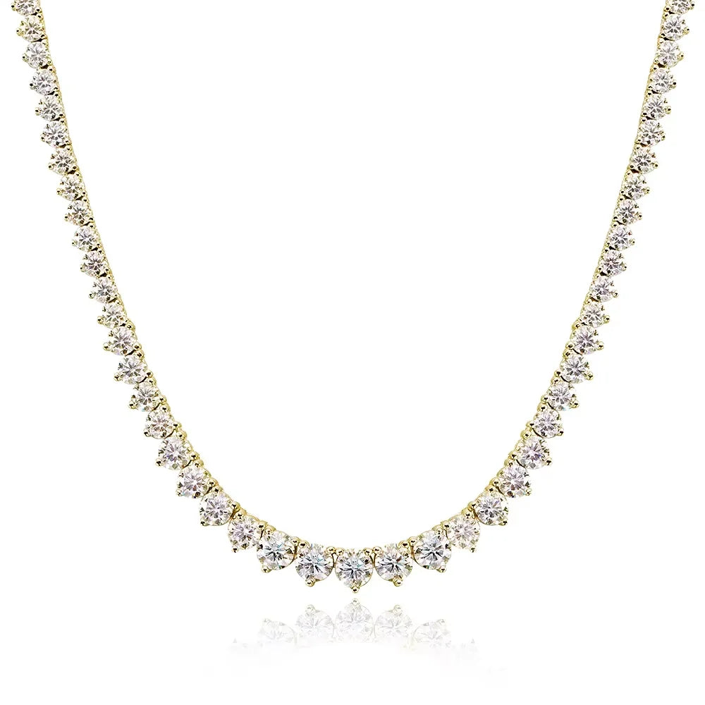 KNOBSPIN 3 Claw D VVS1 Moissanite Tennis Necklace s925 Sterling Silver 18k White Gold GRA Certified Wedding Necklaces for Women