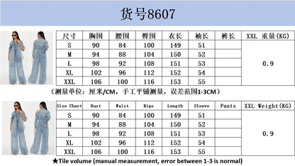 Streetwear Jeans Cargo Jumpsuit Sexy Women Turn Down Collar Elegant Wide Leg Denim Straight Romper Overalls