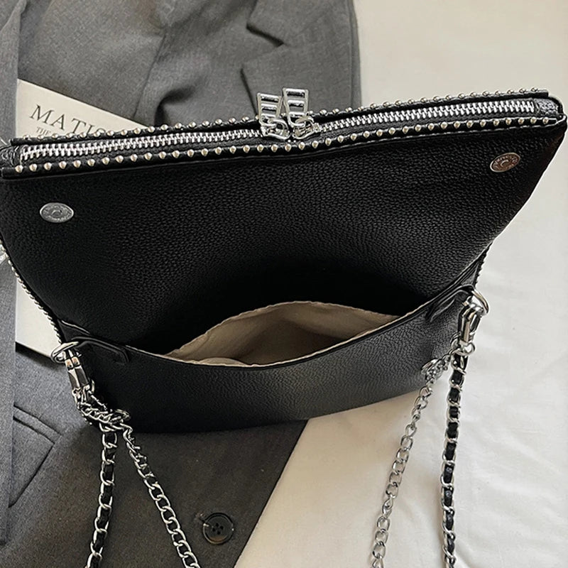 Fashionable Retro Ladies Chain-Shoulder Square Bag Luxury Textured Crossbody Shoulder Bag Women Handbags and Purses Underarm Bag