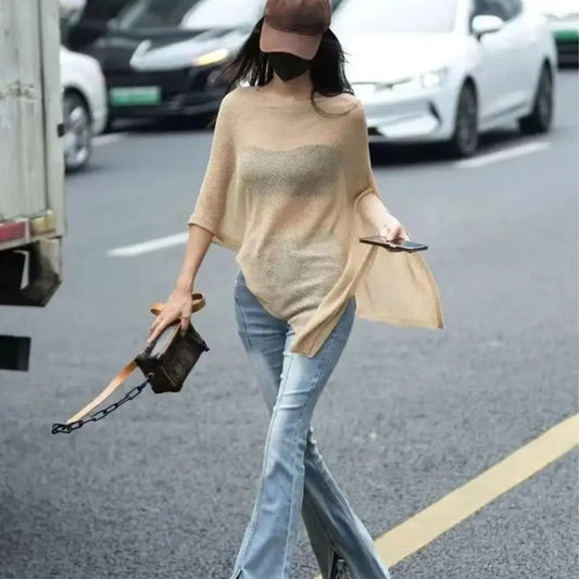 Trendy Loose Irregular Cape Shawl Thin Sun Protection Shawls Ice Silk Sunscreen Scarf