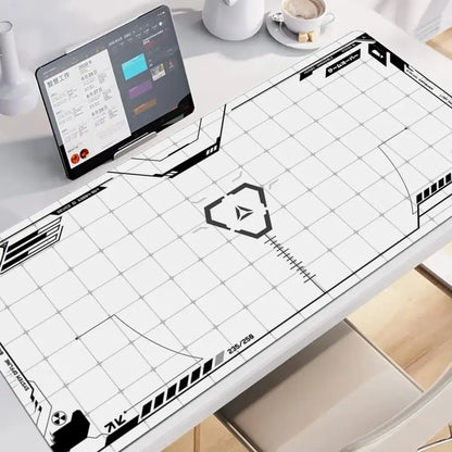 Gaming Mouse Pad Black White HUD Grid XXL Desk Mat Non Slip Rubber Waterproof Keyboard Mat PC Playmat Speed Extension XXL
