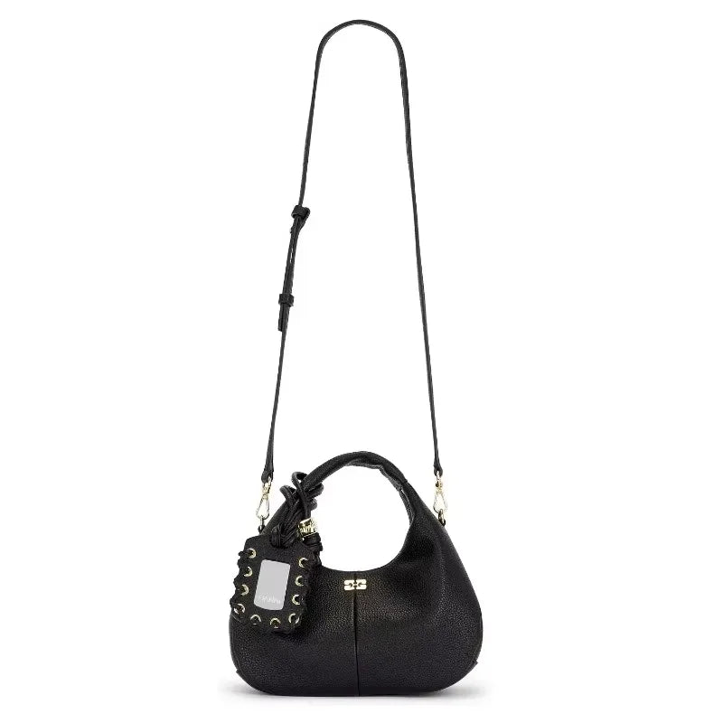 Designer Luxury Hobo Bag Women Faux Grained Leather Mirror Hangtag High Quality Handbag 2026 Trend Twisted Knot Crossbody Bag
