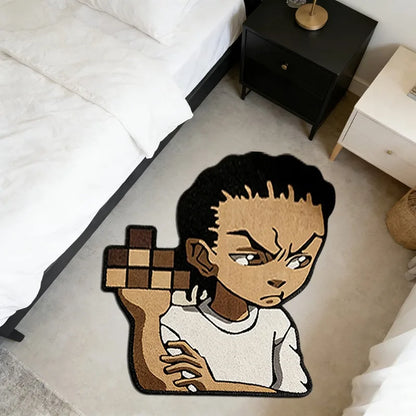 Cartoon Anime Character Head-shaped Rug Trendy Personalized Bedroom Bedside Floor Mat Washable Soft Plush Floor Mat Carpet