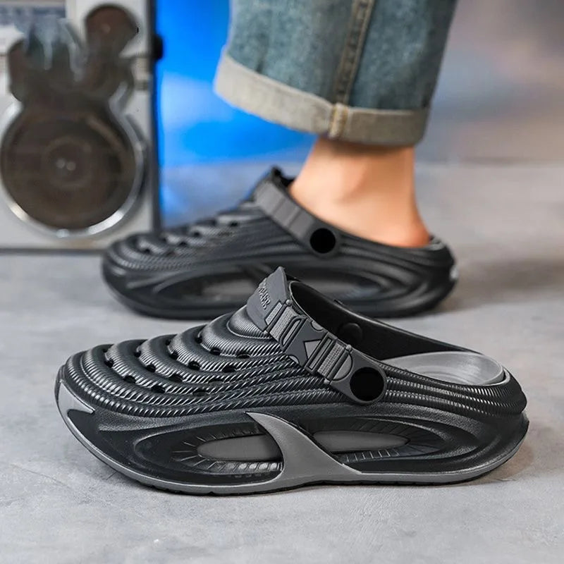 Mens Summer Clogs  Thick Sole Outdoor Beach Slides Non-slip Closed Toe Slippers For Men Women Driving Shoes Breathable Outdoor