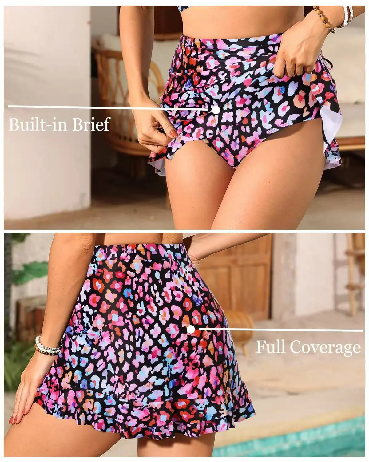 2026 Printed Floral Swimsuit Women Two Pieces Beach Skirt Halter Swimwear Female Bathers Bathing Swimming Swim Suit Beachwear XL