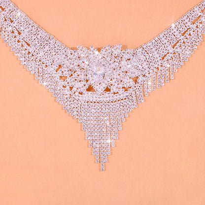 Stonefans Luxury Indian Bridal Jewelry Sets Women Accessories Fashion Tassel Rhinestone Necklace Earrings Sets Wedding Jewelry