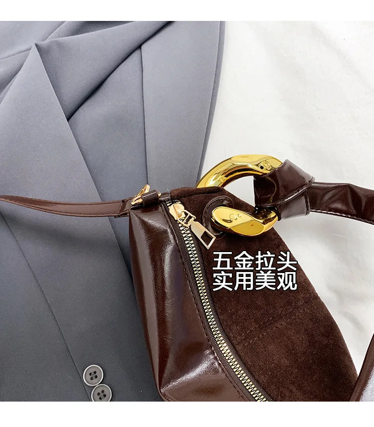 New Matte Suede Women's Shoulder Bag For Gift, Ladies Fashion Handbags Crossbody Bags For Daily Used
