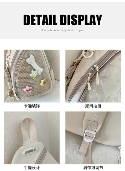 Casual Travel Transparent Zipper Shoulder Bag Vintage Women All Match Simple Ita Bag Y2K Girls Fashion Crossbody Bags Handbags