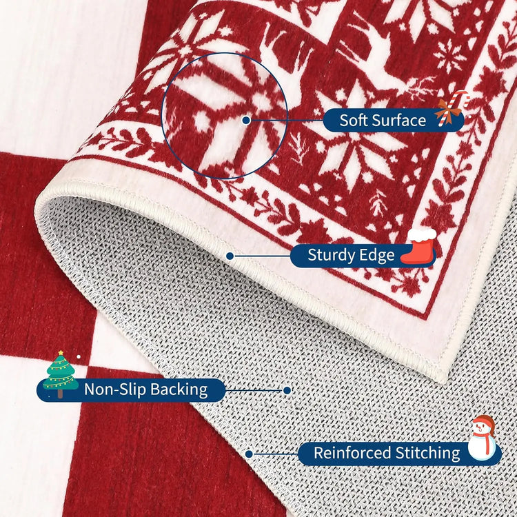 Garvee 5x7ft Area Rugs for Living Room, Checkered Christmas Rugs for Holiday Decor Non Slip Low Pile Washable Carpert for Dining Room, Bedroom Xmas Decor