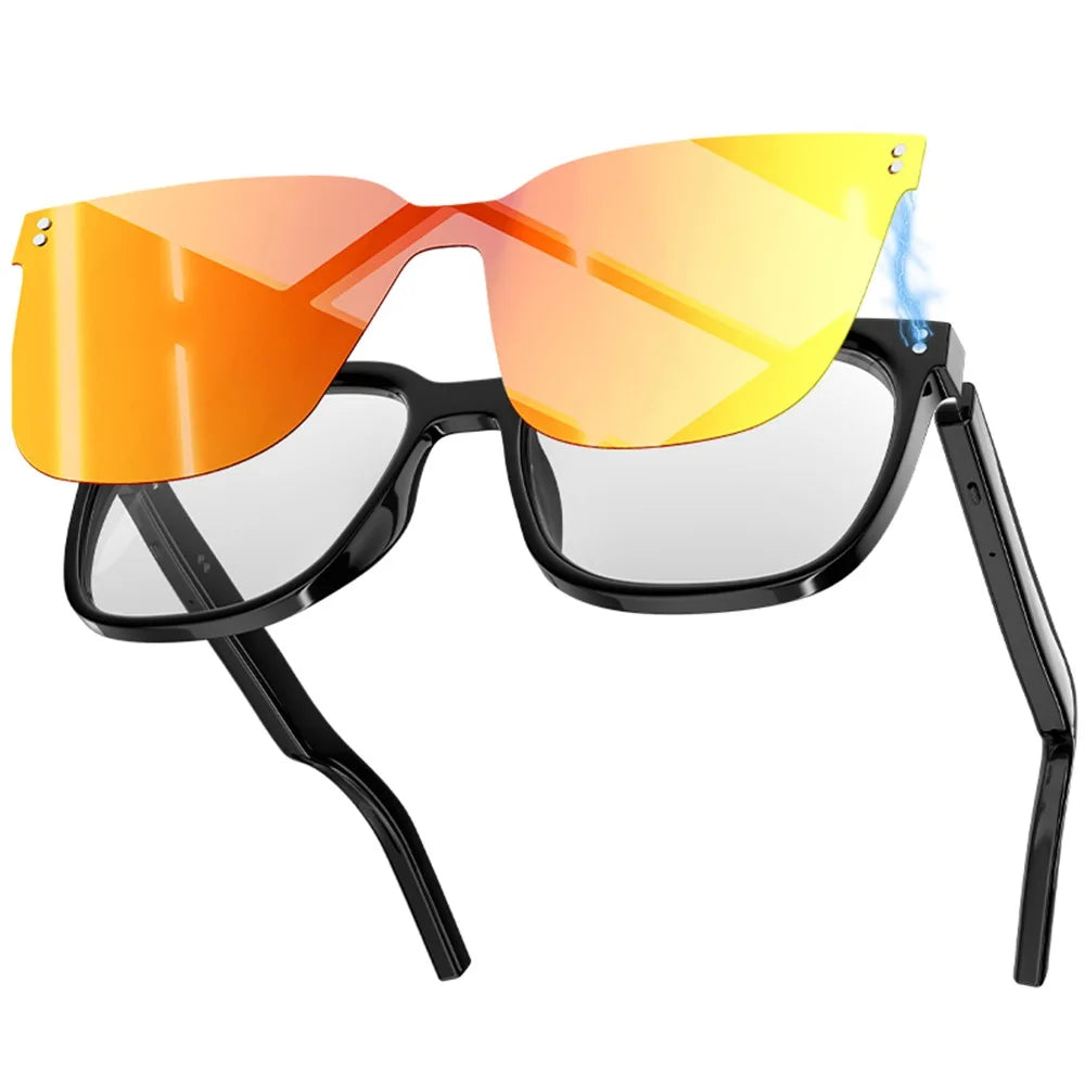 Magnetic Interchangeable Lenses Smart Audio Glasses Built-in Speakers Clear Phone Call Bluetooth Glasses Small but Powerful