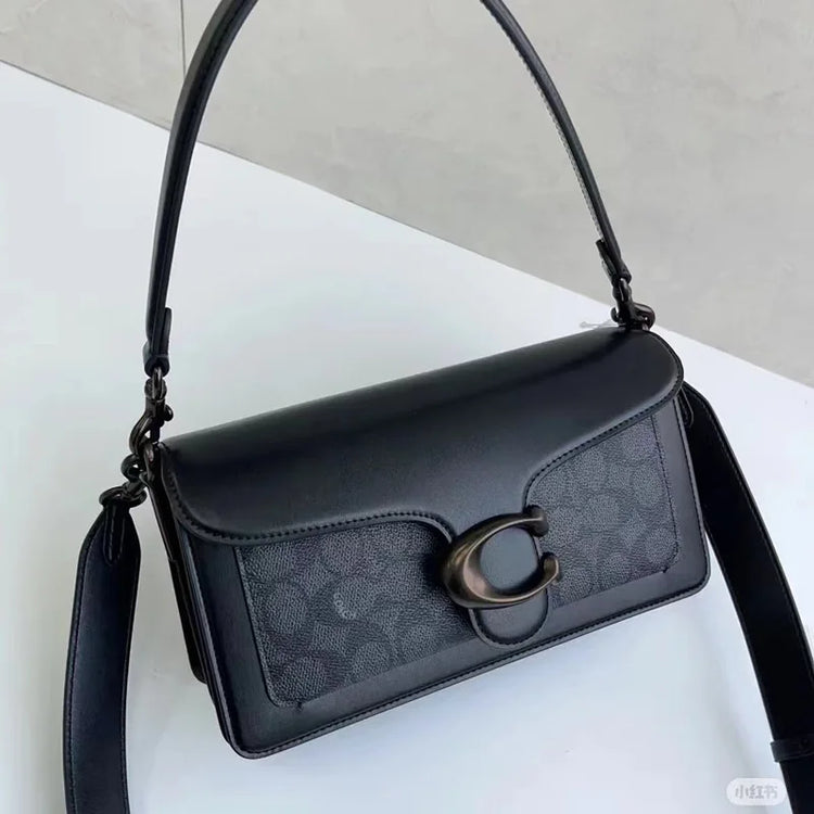 Luxury C Buckle Tabby Shoulder Bag Women Vintage Print Leather Underarm Bag 2 Removable Straps Crossbody Small Square Handbag La