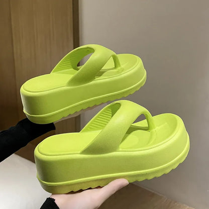 Kidmi Women Heel Sandals Women Heel Flip-flops Summer Thick Sole EVA Beach Slides For Women Fashion Soft Platform Cloud Slippers