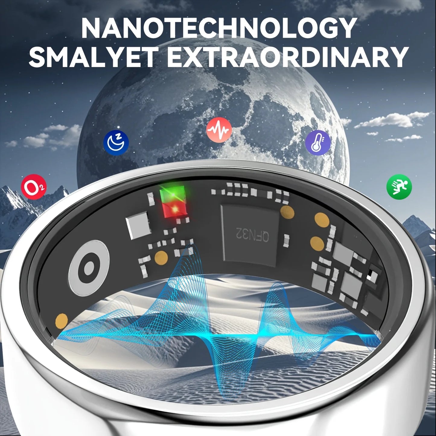 2026 Upgraded Smart Ring - Real-Time Health Monitoring, Steps, Distance, Exercise and Fitness, Sleep, Charging Case,Technological Fashion, Multiple Scenarios, Ideal Thanksgiving/Valentine'S Day/Christmas/New Year Gifts