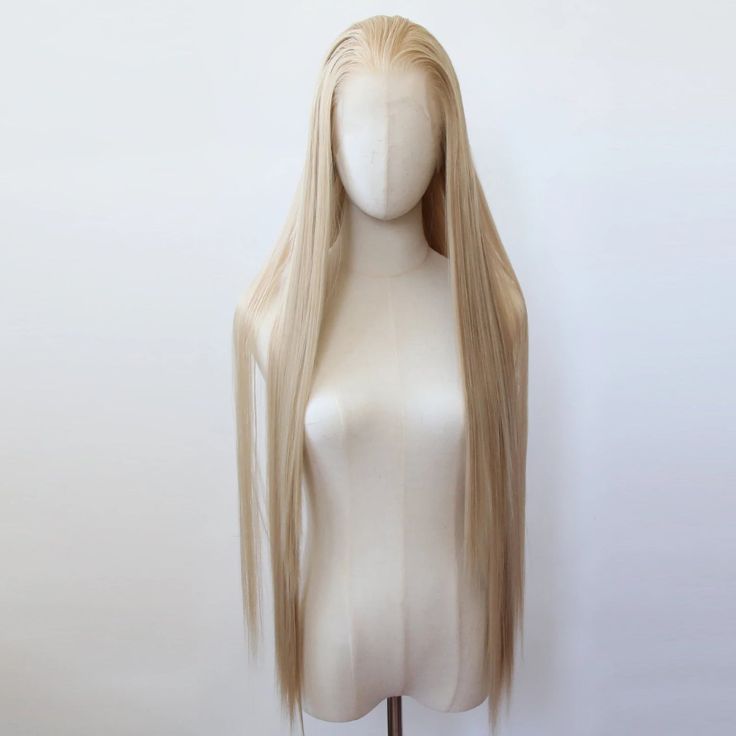 Flaxen Brown Synthetic Lace Front Wig 40inch Long Straight Flax Golden Lace Front Synthetic Wig Pre Plucked Natural Hairline