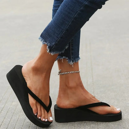 Women's Wedge Heel Flip-flops Summer Shoes Slippers 5CM  Beach Home Slippers Women's Flip-flops Foam Slippers