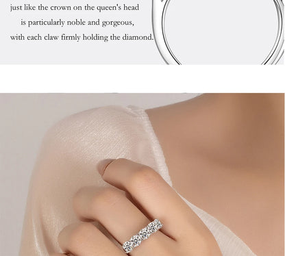 PERFANY 2.5/5CT Moissanite Ring For Women S925 Pure Silver Five Gemstone Ring Luxury Wedding High-end Jewelry
