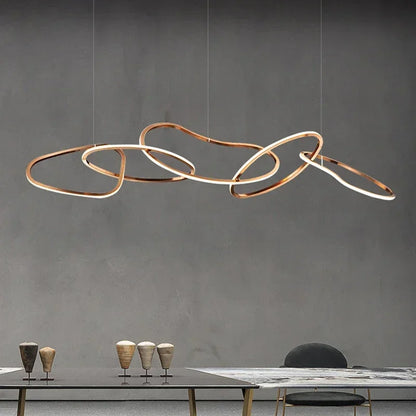 Modern Rose Gold LED Chandeliers Ligthing Nordic Lustre Home Decor Circle Rings Chandelier Hanging Pendant Lights Fixtures