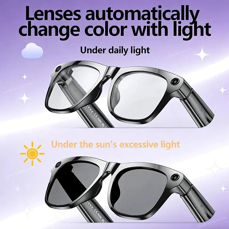 2026 4K HD Color Changing AI Smart Glasses Chat GPT 100MP Camera Bluetooth Call Voice Assistant Control Smart Glasses 2026 New