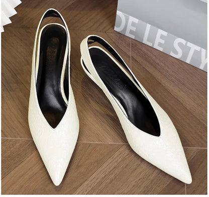 Sandals Luxury Brand Sexy Dress Shoes Elegant Chunky High Heeeled Pumps Sexy Pointed Toe Evening Shoes Women Shoes V Cut Shoes