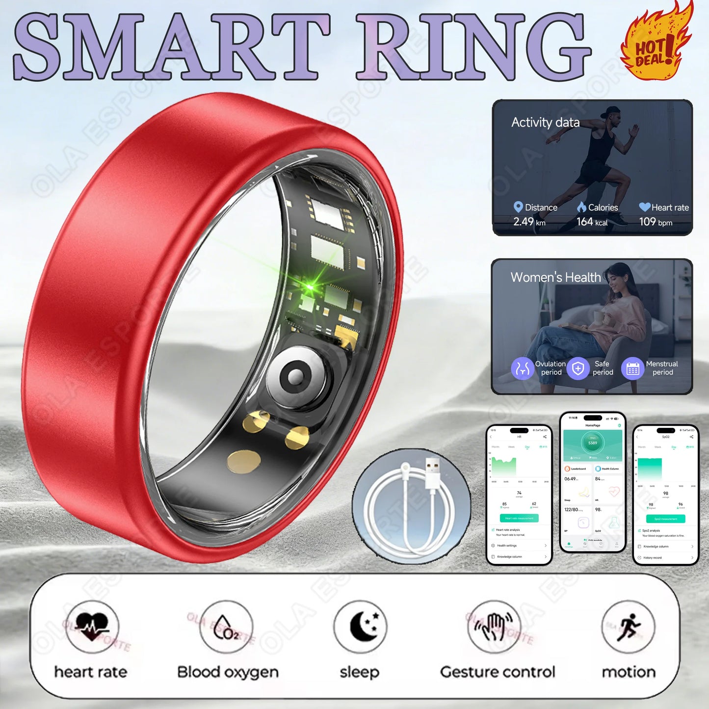 2026 Smart Ring New Technology free gifts Couple Ring for Women Men  Waterproof Sport Rings Heart Rate Pressure Monitor All Size