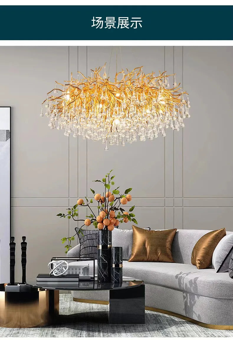 Rectangle Luxury Gold Crystal Chandelier For Dining Living Room Lobby Kitchen Table Modern Lurxy Gold Crystal Celling Chandelier