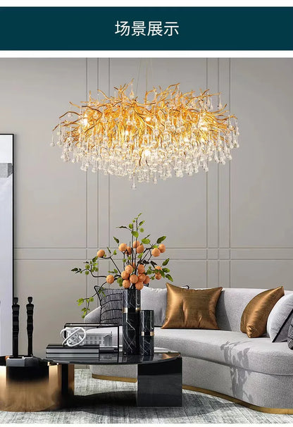 Rectangle Luxury Gold Crystal Chandelier For Dining Living Room Lobby Kitchen Table Modern Lurxy Gold Crystal Celling Chandelier