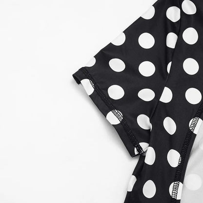FAGADOER Retro Big Polka Dot Bodycon Rompers Women Short-sleeve Back Hollow Out Ruched Jumpsuits Streetwear Party Club Playsuits