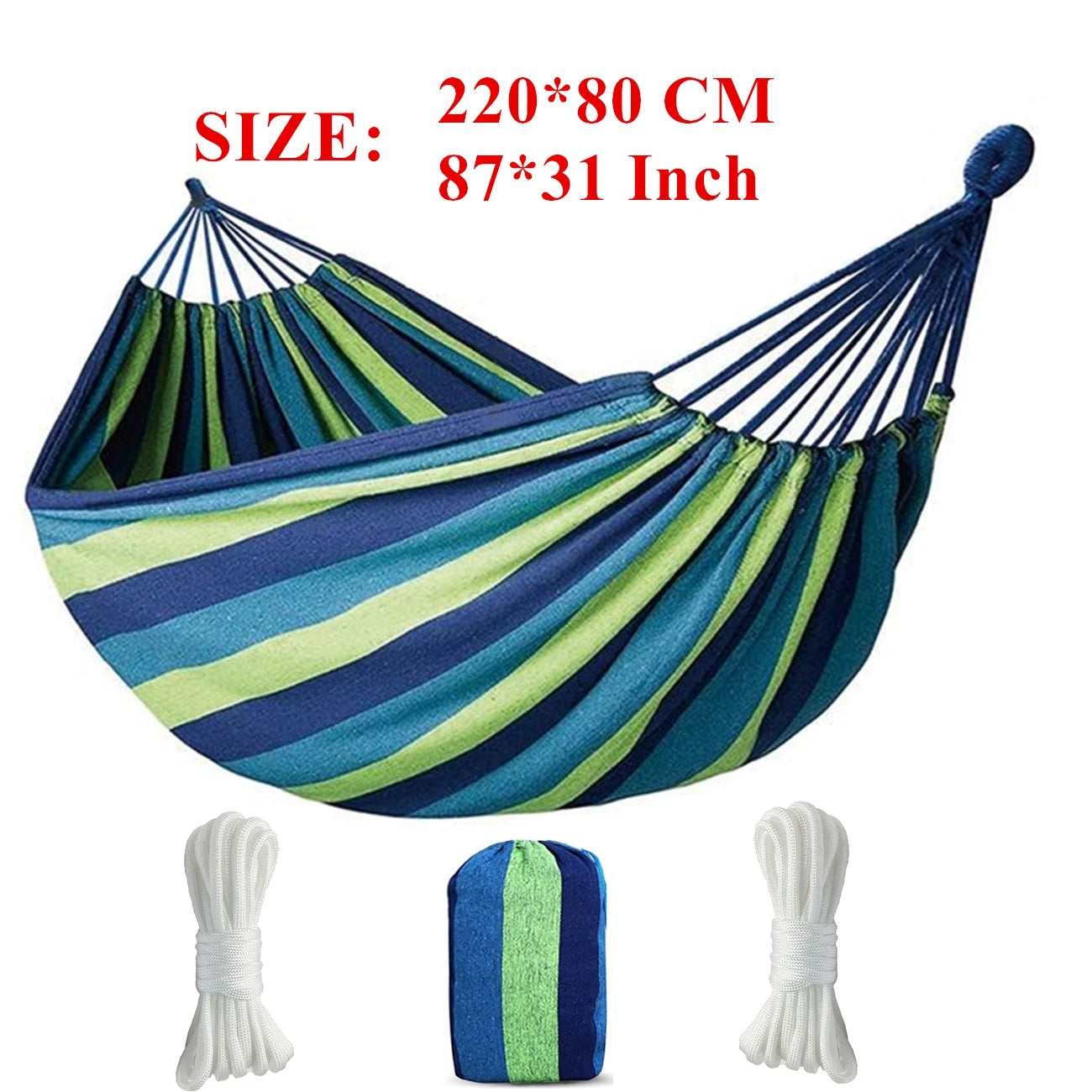 Outdoor Camping Canvas Hammock (220X80Cm / 87X32 in), Single-Person Outdoor Hammock with Two 2m Inch Long Straps and Storage Bag, Durable and Easy to Install, Can Support 300 Pounds, Portable Hammock, Ideal for Outdoor/Indoor