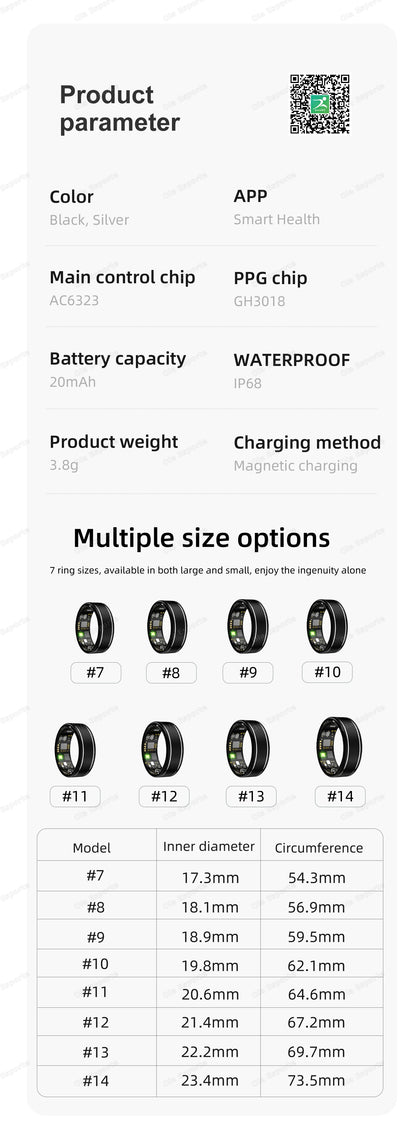 2026 Smart Health Rings Heart Rate Blood Pressure/Oxygen Monitoring Rings Fitness Gift for Friends Family Colleagues Smartring