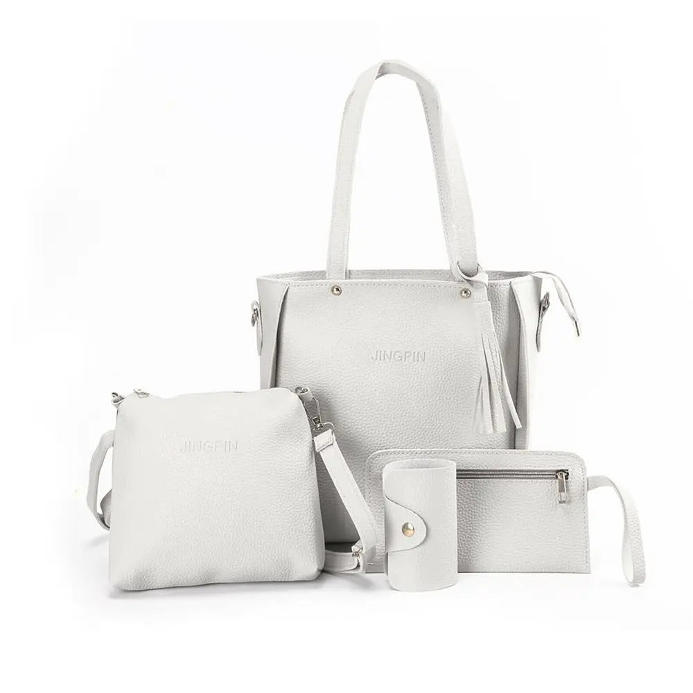 4Pcs/set PU Leather Crossbody Bags High Capacity Women Bag Set Pattern Portable Shoulder Bags Purse Simple Ladies Handbag