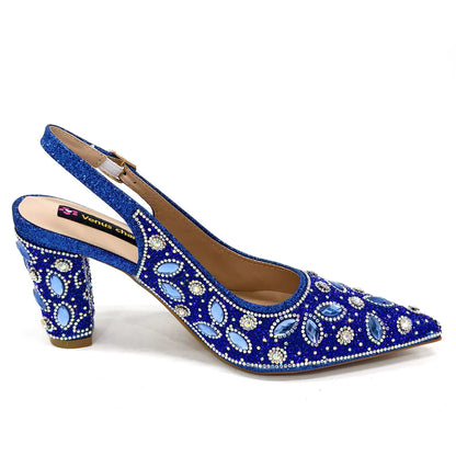Elegant Women's Nigerian Fashion Pointed-Toe Party Shoe and Bag Set Rhinestone Luxurious Rhinestone Pumps for Special Occasions